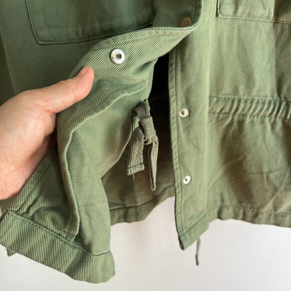 Lucky Brand Womens Utility Shacket Snap Button Spread Collar SMALL in Green - Picture 5 of 10